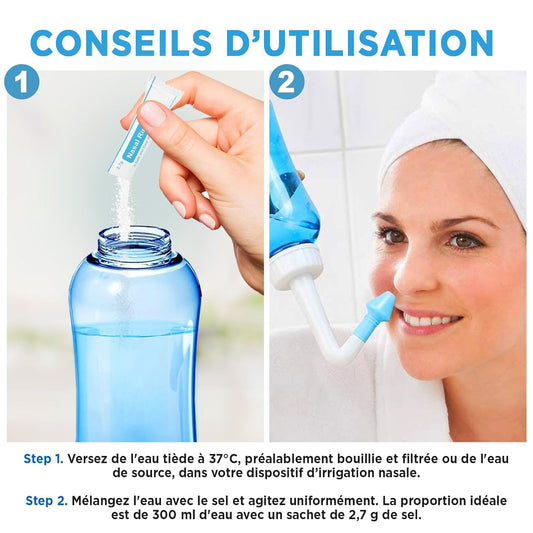 Nasal Salt - Adult Nasal Rinse - Bag of 4.5g Salt for Nasal Rinse - 30 Bags - Ideal for Nasal Rinse for Adults and Children