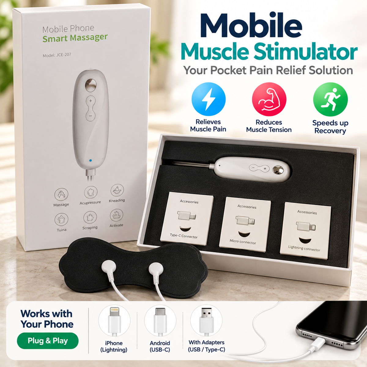 Mobile Phone High Intesntity Muscle Stimulator