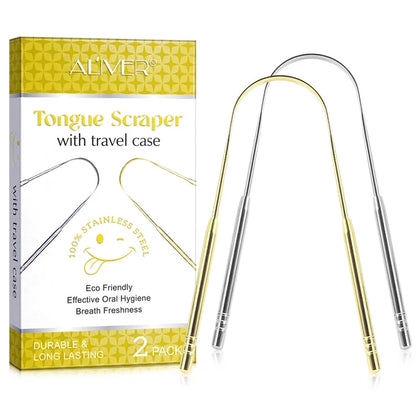 Aliver Tongue scraper C (silver) + C (gold) set
