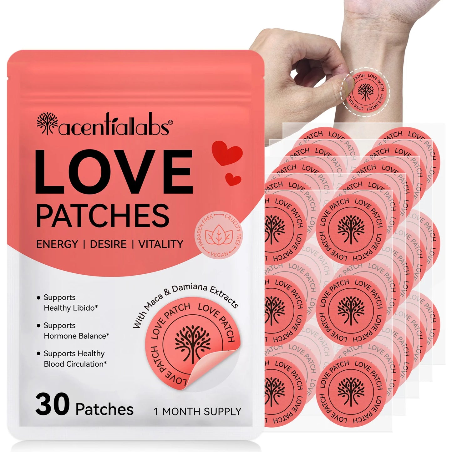 Acentialabs: 30's Transdermal Wellness Patches— Love