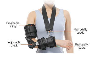 Elbow Splint Immobilizer , Hinged Elbow Brace for Surgery, Fractures, Trauma, Fixation, Adjustable Elbow Stabilizer for Right/Left Arm,left