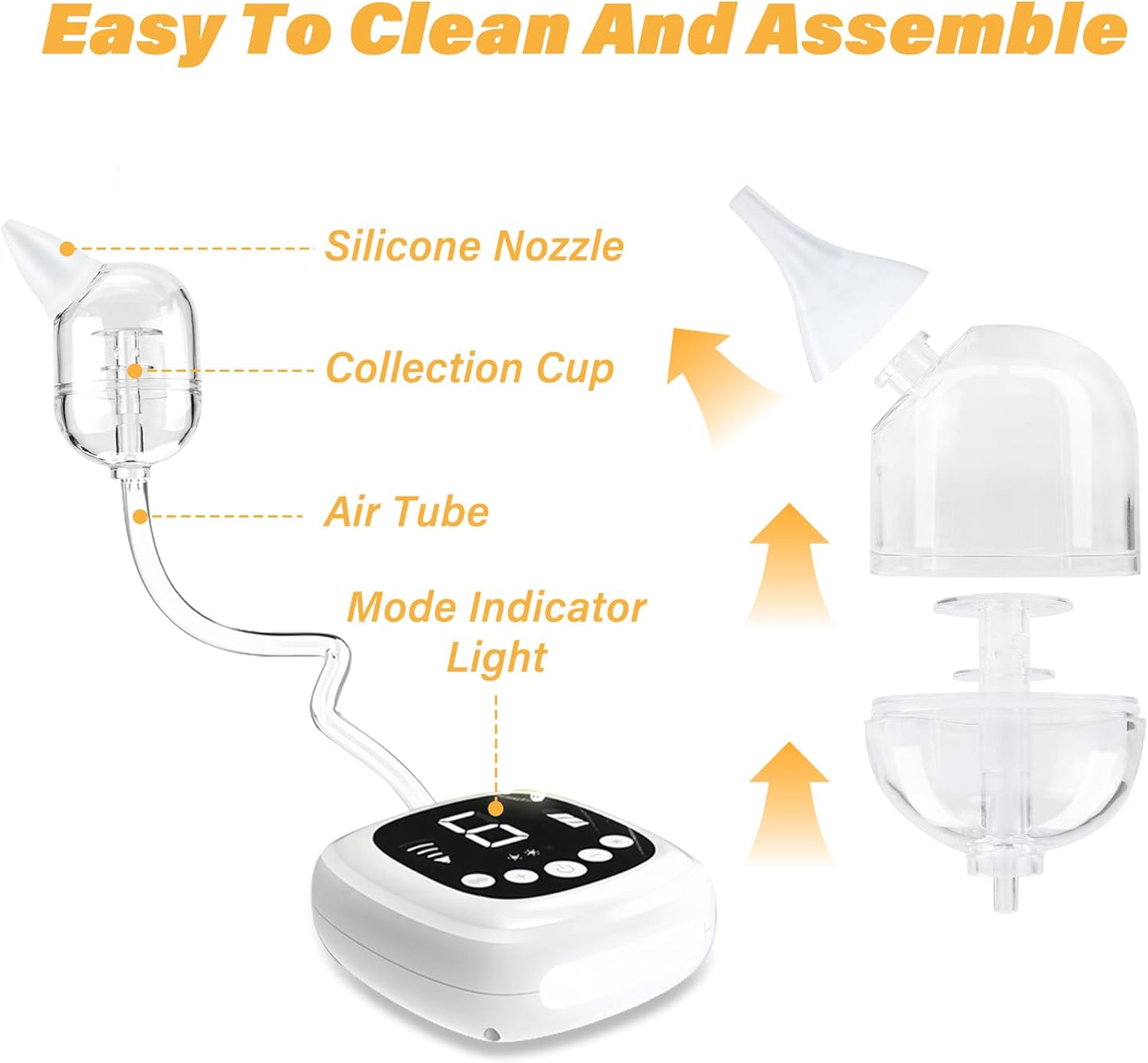 Hospital Grade Baby Nasal Aspirator for Toddler,Baby Nose Cleaner Automatic with 5 Silicone Tips,Adjustable Suction 9 Level,Music and Light Soothing Function