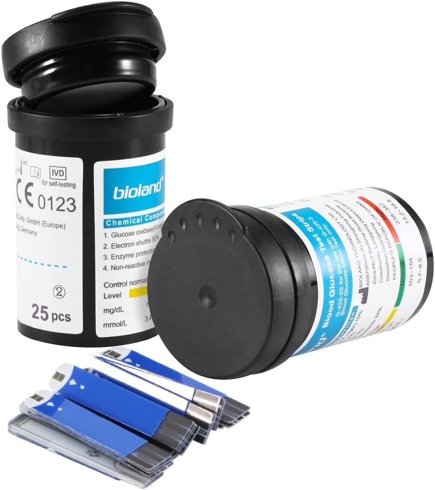 Bioland Blood Glucose Monitor Set with Test Strips, G-425-3 Blood Glucose Monitor Set with 50 Test Strips and 100 Lancets