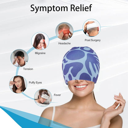 Migraine Relief Cap Ice Pack, Headache Relief Hat Cold anf Hot Therapy, Gel Head Wrap Cold Hot Wrap, for Puffy Eyes, Tension, Sinus and Stress Relief