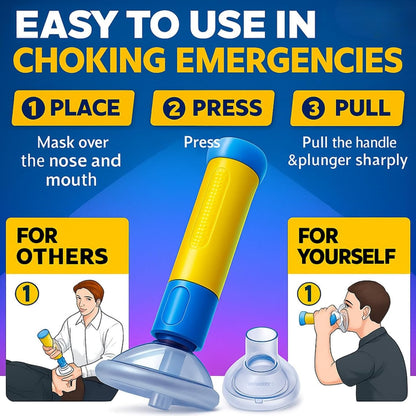 Anti Choking Device for Kids & Adults with 2 Masks – Portable Airway Suction Rescue Device | Fast & Safe Choking First Aid Kit for Home, Travel, School