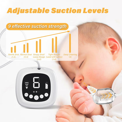 Hospital Grade Baby Nasal Aspirator for Toddler,Baby Nose Cleaner Automatic with 5 Silicone Tips,Adjustable Suction 9 Level,Music and Light Soothing Function