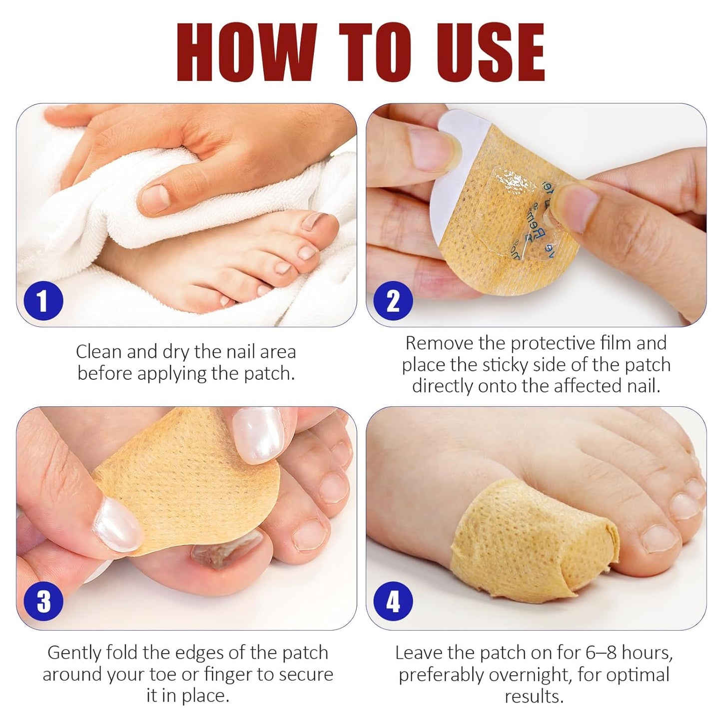 Hydrogel Fungal Nail Treatment 32 Pcs, 8-Hour Overnight Fast Acting Repair for Damaged Discolored Toenails