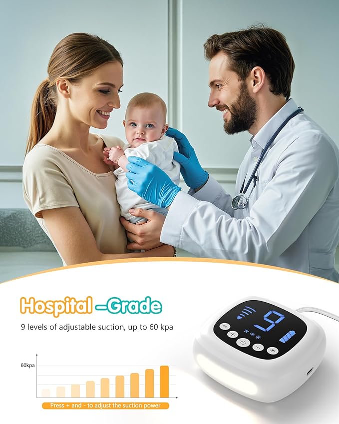 Hospital Grade Baby Nasal Aspirator for Toddler,Baby Nose Cleaner Automatic with 5 Silicone Tips,Adjustable Suction 9 Level,Music and Light Soothing Function