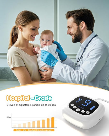 Hospital Grade Baby Nasal Aspirator for Toddler,Baby Nose Cleaner Automatic with 5 Silicone Tips,Adjustable Suction 9 Level,Music and Light Soothing Function