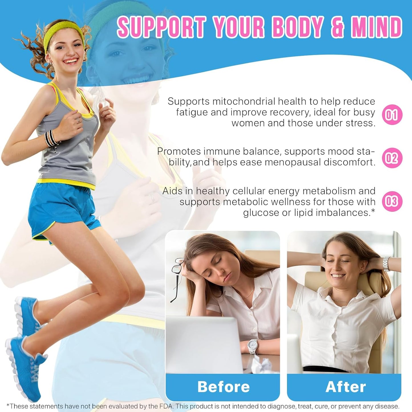 NAD+ Supplement for Women 1000mg - Premium Cellular Energy Booster with Nicotinamide Riboside & Resveratrol, PQQ, Health, Anti-Aging Support NAD Supplements (21pcs)