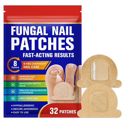 Hydrogel Fungal Nail Treatment 32 Pcs, 8-Hour Overnight Fast Acting Repair for Damaged Discolored Toenails