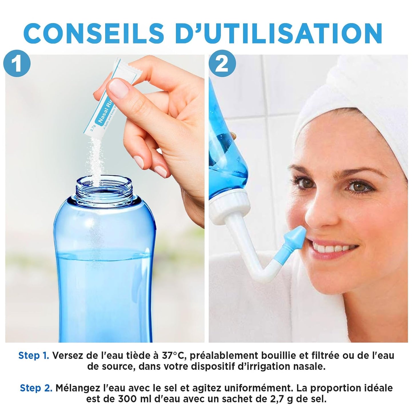 Nasal Salt - Adult Nasal Rinse - Bag of 4.5g Salt for Nasal Rinse - 30 Bags - Ideal for Nasal Rinse for Adults and Children