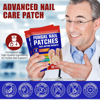 Hydrogel Fungal Nail Treatment 32 Pcs, 8-Hour Overnight Fast Acting Repair for Damaged Discolored Toenails