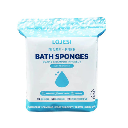Lojesi Rinse Free Bath Sponges,Body Wipes for Adults 25Pcs