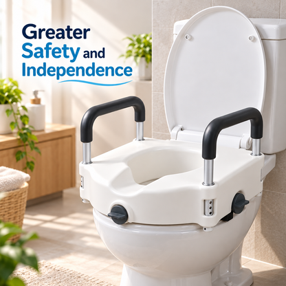 Raised Toilet Seat with Safety Armrests