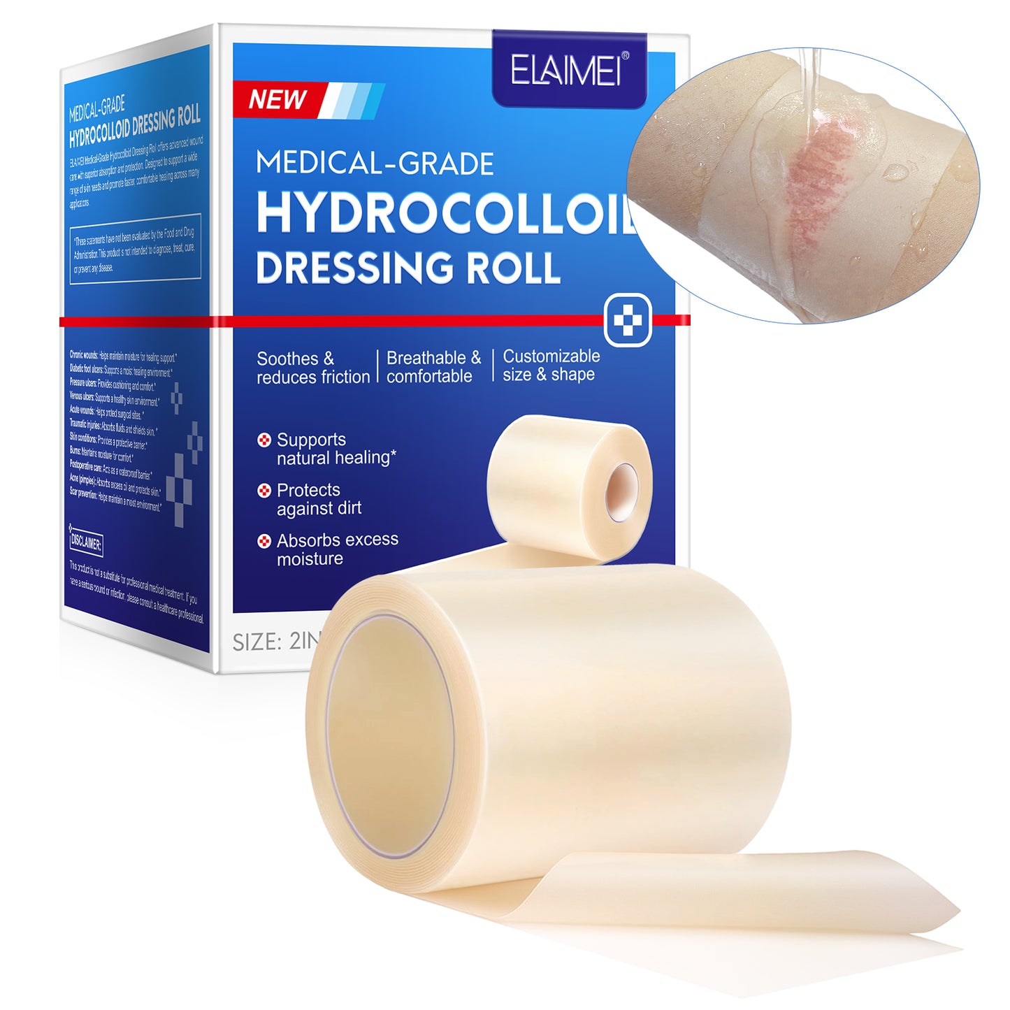 ELAIMEI Wound Care Hydrocolloid Dressing Roll Flexible Waterproof