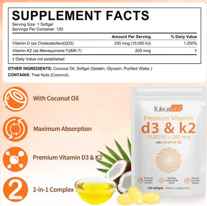 Vitamin D3 K2, 120 Soft gels