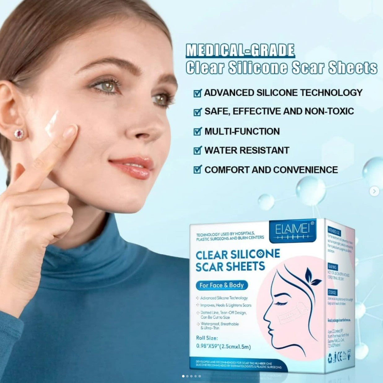 Clear Silicone Scar Sheets For Face & Body 1.5m