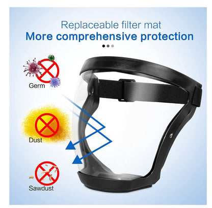 Super Protective Face Shield Anti-Fog Full Face Safety Shield Unisex All-Inclusive Face Protection with Detachable Flter