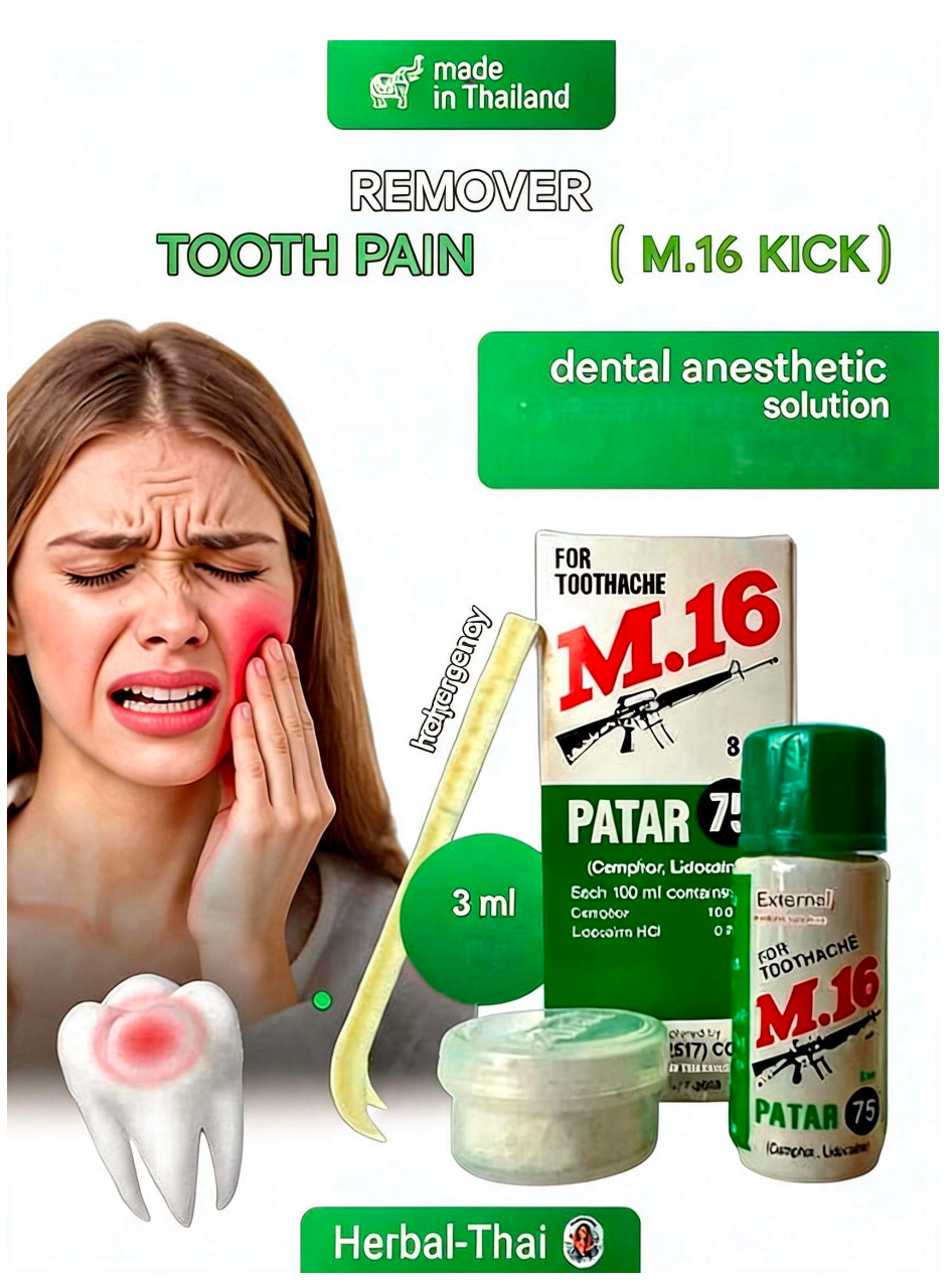Patar M.16 for Toothache First Aid Tooth Kit Oral Anesthetic Fast Toothache Numb Pain Relief Clove Oil 3ml