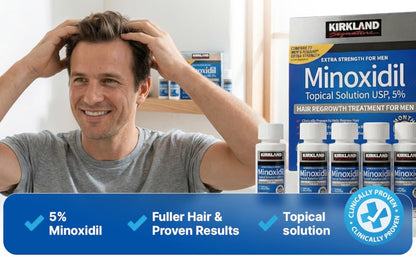 Kirkland Signature Minoxidil Topical Solution USP 5%, Extra Strength Hair Regrowth Treatment For Men, 6 Months Supply