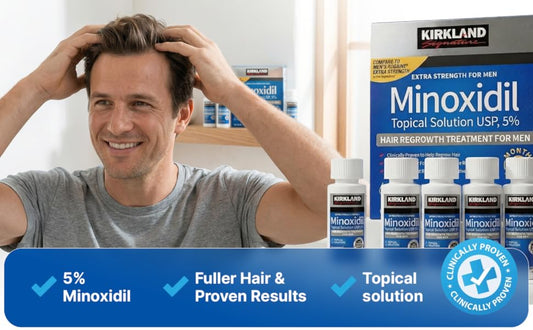 Kirkland Signature Minoxidil Topical Solution USP 5%, Extra Strength Hair Regrowth Treatment For Men, 6 Months Supply