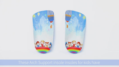 3/4 Length Kids Orthotic Cushioning Arch Support Shoe Insoles for Flat feet, Feet Heel Pain Relief Age 4-11)